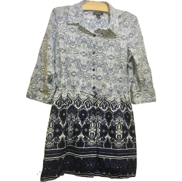 Lands' End Tops - Lands End Blue Boho Shirt Tunic Shirt Button Dress